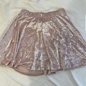 Pink velvet schoolgirl skirt